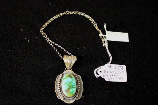 Tourquise pendant neclace in sterling silver