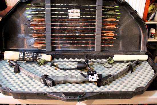 Browning compound bow & 16 arrows W/ hard case