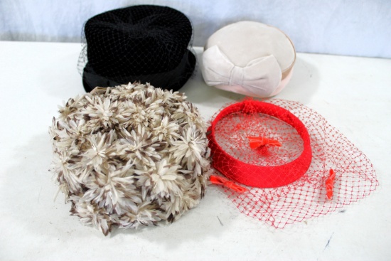 4 vintage ladies hats