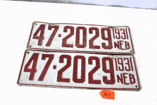 A set of Nebraska license plates 1931