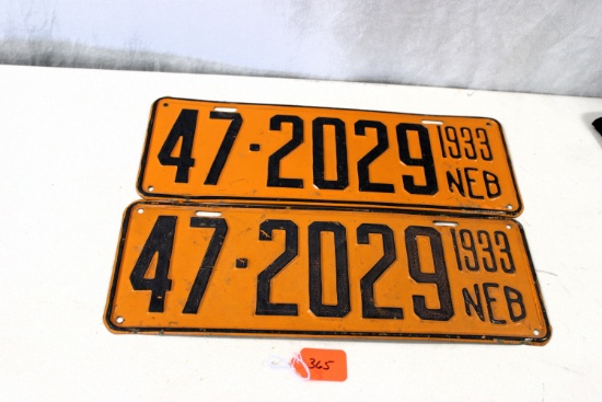 A set of Nebraska license plates 1933
