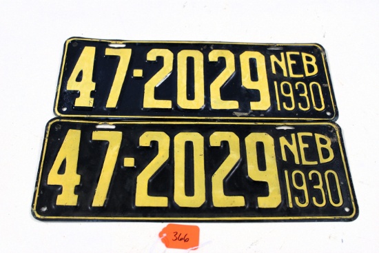 A set of Nebraska license plates 1930