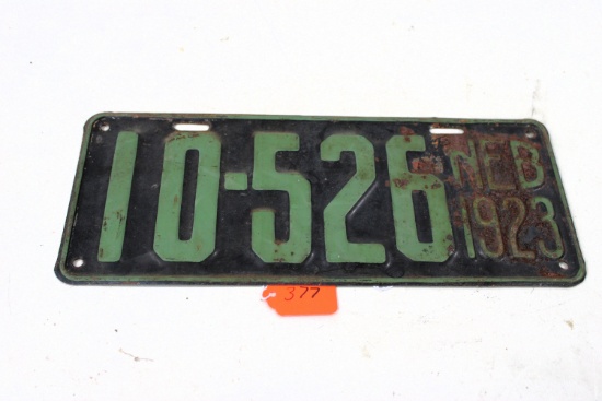 Nebraska license plates 1923