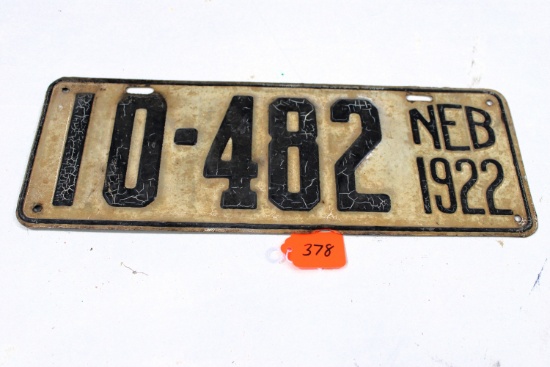 Nebraska license plates 1922