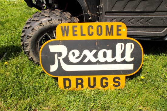 Wood advertising sign - Rexall drug