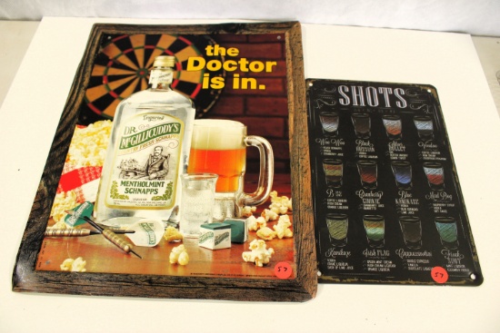 2 metal advertising signs