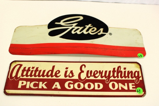 2 metal advertising signs
