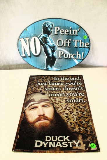 2 metal signs