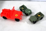 3 plastic jeeps