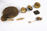 Assortment lapel pins & 1 medallion