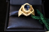 Blue sapphire & diamond ring