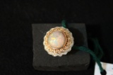 All colors of opal ring set in 18K rose & white gold W/ accent diamonds