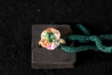 14K all-tourmaline ring W diamond accents