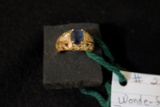 Blue sapphire & diamond accent ring
