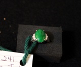 Jade & diamonds ring set platinum