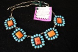 Blue tourquise & spiny oyster necklace