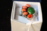 Green turquoise & spiny oyster ring