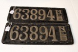 Set of leather Nebraska license plates
