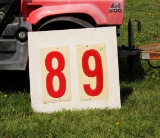 Wood sign W metal gas station numbers
