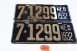 A set of Nebraska license plates 1932