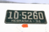 Nebraska license plates 1934