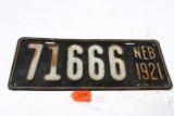 Nebraska license plates 1921