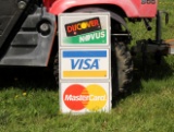 Metal credit card advertising sign