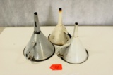 3 aluminum funnels