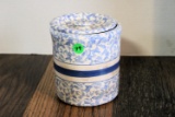 Small spongeware crock W/ lid