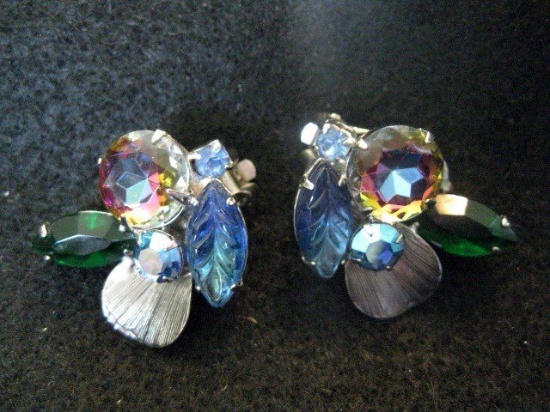 Stunning Juliana clip earrings  with watermelon stones 3" set does match lot 37