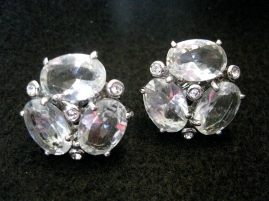 Fabulous set of open back Rhinestone Clip earrings