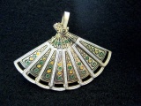 Damascene Fan Pendant Brooch 2