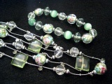 Very Pretty Artglass Necklace and Bracelet set great colors