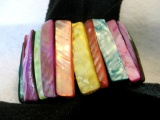 Great Spring/Summer colors Wide Stretch Shell Bracelet 2 1/2