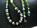 Gorgeous Green Glass Choker with Rhinestone spacers
