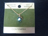 May emerald Pendant on chain on original card as shown