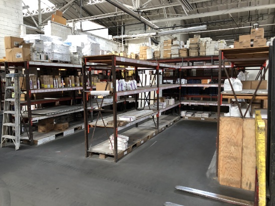 10 Sections of 8' Heavy Duty Shelving in main warehouse