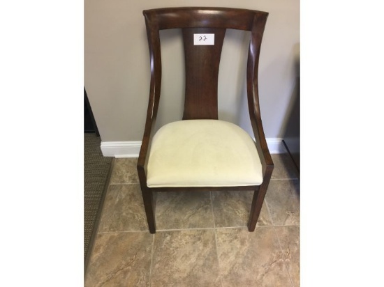 2 - wood chairs with fabric seat