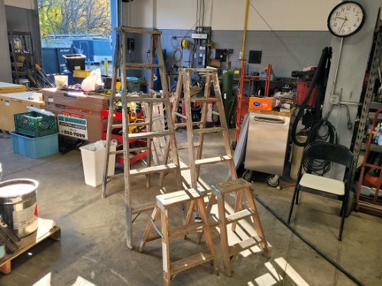 A group of (4) assorted Wood Step Ladders