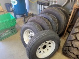A group of (7) assorted tires w/ wheels