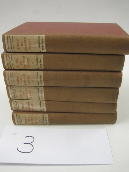 Critical and Historical Essays by Thomas Babington Macaulay. In Six Volumes