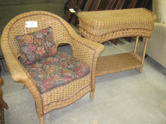 Wicker Chair & Hall Table