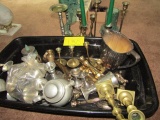 Pewter and Brass Candle Sticks,etc