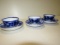 3 Flow Blue Cups and Saucers