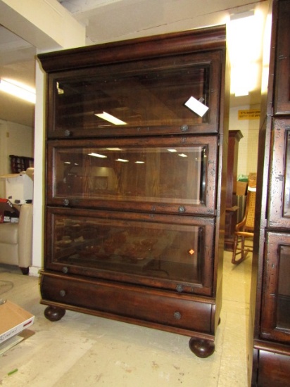 Modern Stacking Bookcase with Beveled Glass