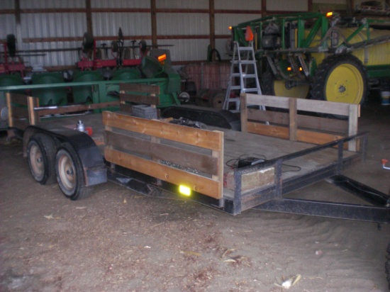 16’ H&H tandem bumper hitch trailer, ramps.