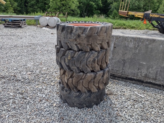 (4) 33x12-16 Solid Skid Loader Tires (QEA 9012)