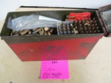 A84 AMMO RED METAL MILITARY CANISTER FILLIED WITH MIXED LOT OF SHELLS