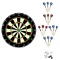 Linkvisions Sisal/Bristle Dartboard with Staple-Free Bullseye, 18g ~ SET OF 9 Steel Tip Darts Set, M