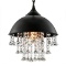 Crystal Pendant lights - BAYCHEER Vintage Iron Black Bowl Shaded with 3 Tiers Glittering Large Beads